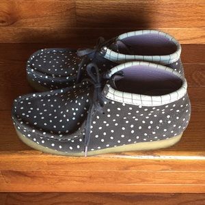 Clarks Black and White Polka Dot Wallabees